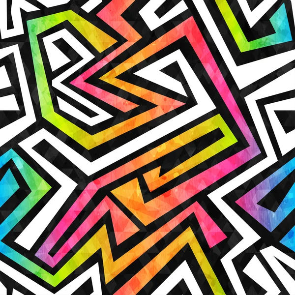 Graffiti labyrinthe motif sans couture avec effet grunge — Image vectorielle