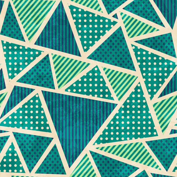 Groene kleur weefsel naadloze patroon met grunge effect — Stockvector