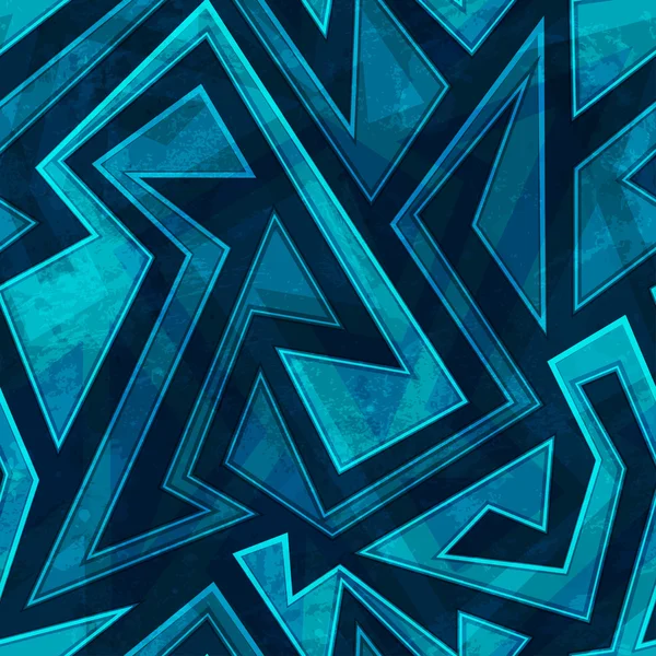 Labyrinthe de couleurs marines texture sans couture avec effet grunge — Image vectorielle