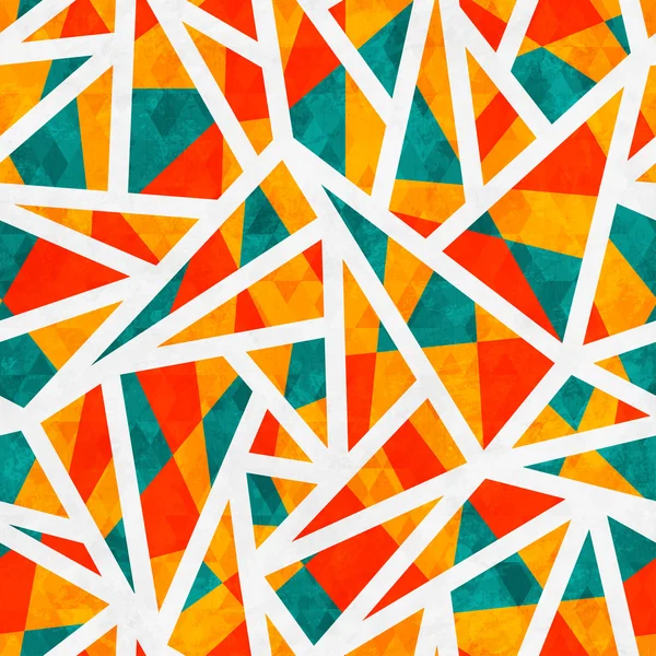 Mosaik triangel seamless mönster med grunge effekt — Stock vektor