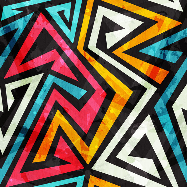 music colored seamless pattern with grunge effect