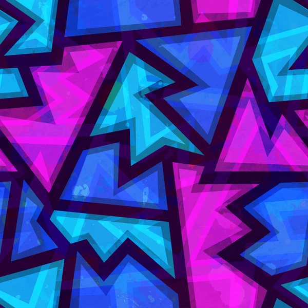 Purple geometric seamless pattern with grunge effect — Stock Vector
