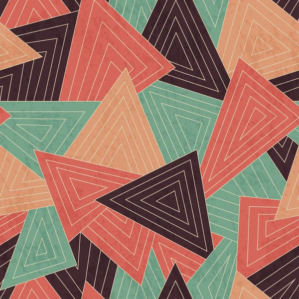 Retro spridda triangel seamless mönster med grunge effekt — Stock vektor