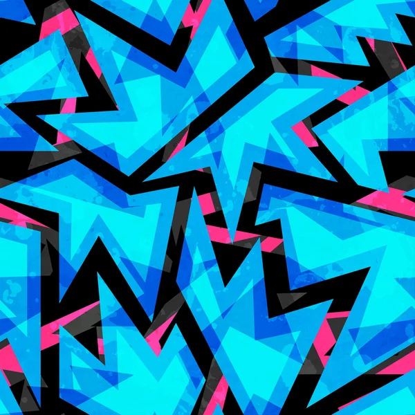 Blaues neongeometrisches nahtloses Muster — Stockvektor