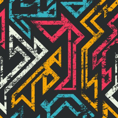 grunge etkisi ile soyut geometrik seamless modeli