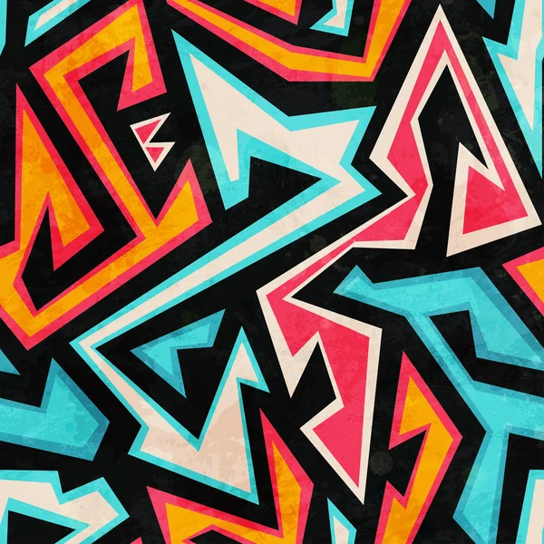 Graffiti patrón sin costura con efecto grunge — Vector de stock