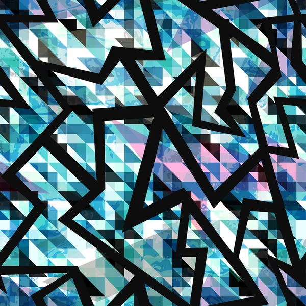 Grunge mosaico geométrico patrón sin costura — Vector de stock