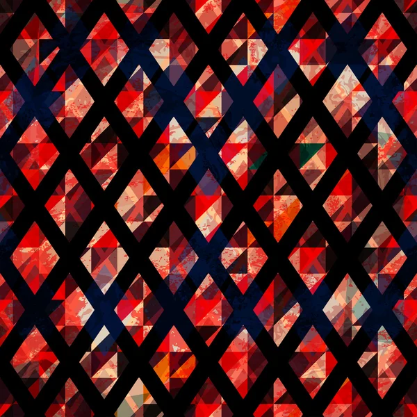 Rubinröd färg mosaik seamless mönster med grunge effekt — Stock vektor