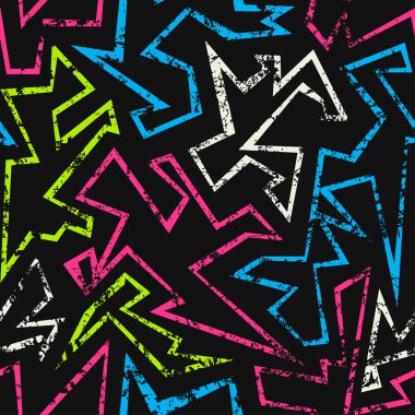 Neon geometrik seamless modeli grunge etkisi ile