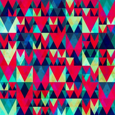 vintage red triangle seamless pattern with grunge effect clipart