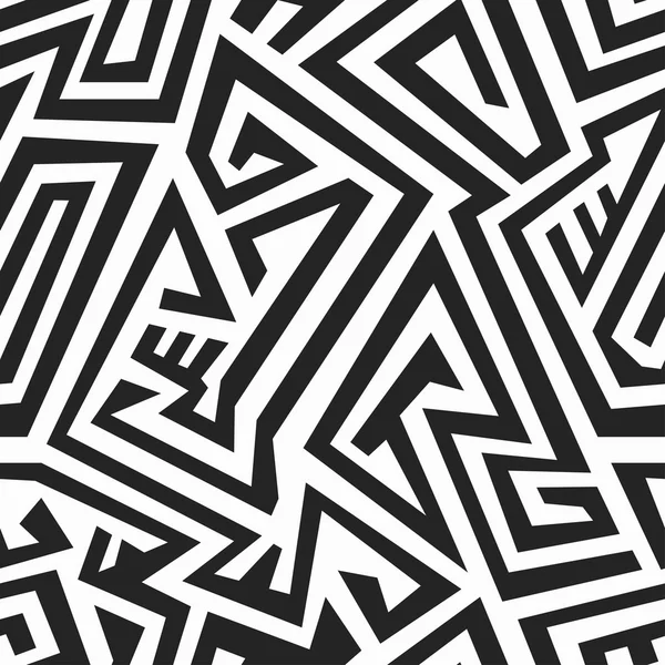 Fekete-fehér labirintus zökkenőmentes minta — Stock Vector