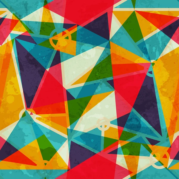 Triangel mosaik seamless mönster med grunge effekt — Stock vektor