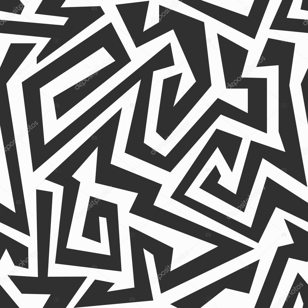 monochrome labyrinth seamless pattern