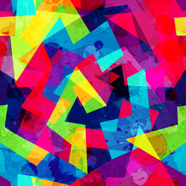 яркий геометрический бесшовный рисунок с эффектом гранжа
