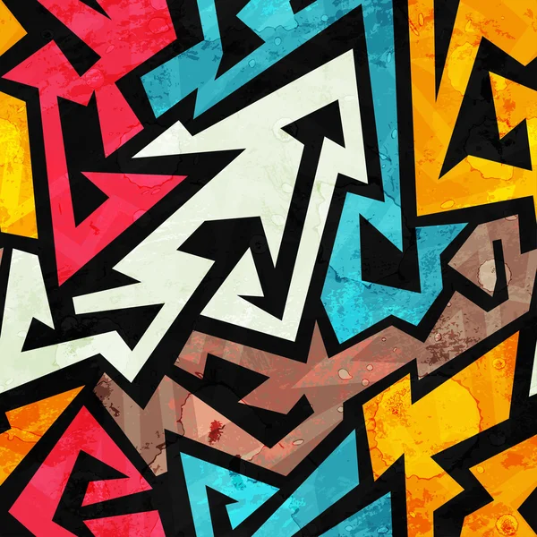 Graffiti patrón sin costura con efecto grunge — Vector de stock