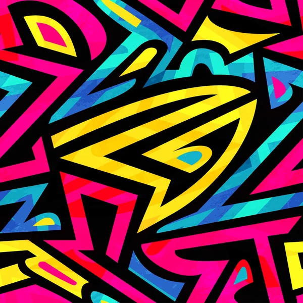 Graffiti brillante patrón sin costuras — Vector de stock