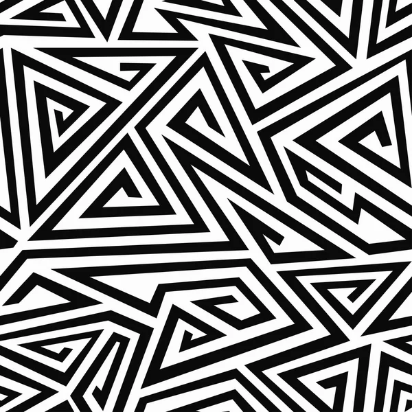 Patrón inconsútil triángulo espiral monocromo — Vector de stock