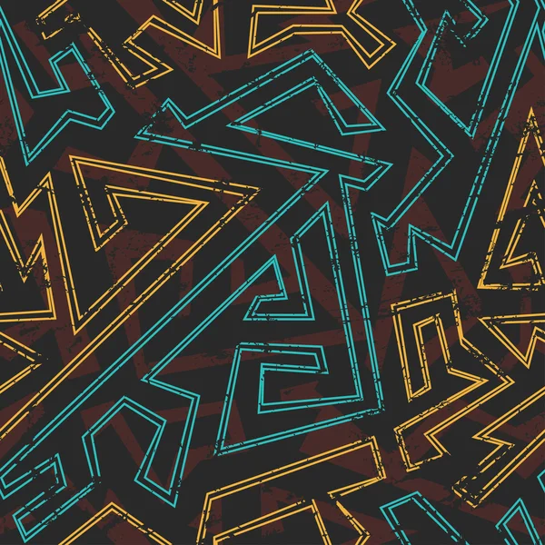 Aztec geometriska seamless mönster med grunge effekt — Stock vektor