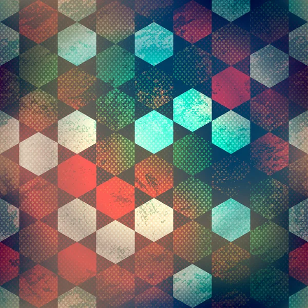 Mosaico abstracto patrón sin costura con efecto grunge — Archivo Imágenes Vectoriales