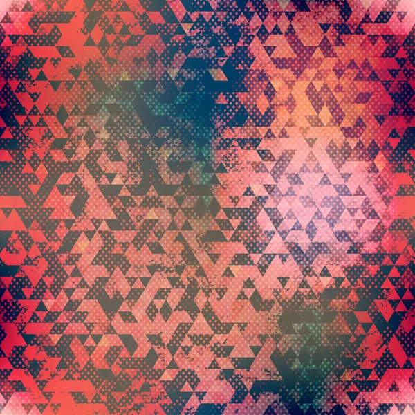 Abstract red triangle seamless pattern with grunge effect — Stock Vector