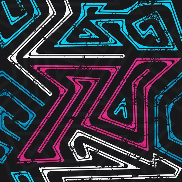 Graffiti geometrische naadloze patroon met grunge effect — Stockvector