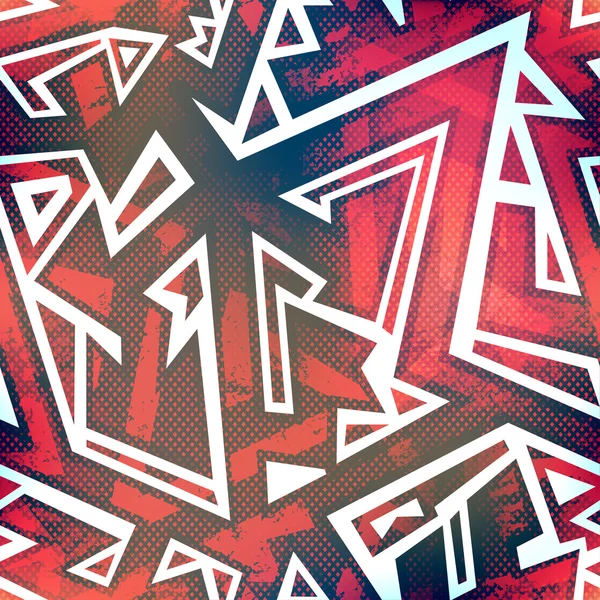 Graffiti rojo patrón sin costuras con efecto grunge — Vector de stock