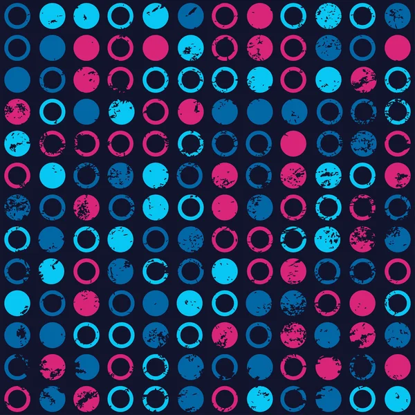 Blue circle seamless pattern with grunge effect — Stock Vector