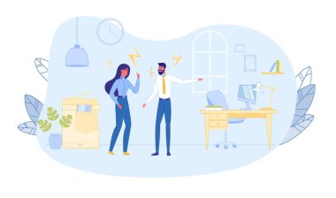 İş Kadını ve Erkek İş Dünyasında Tartışıyor ve Tartışıyor İş Adamları Anlaşmazlığı Yarışma Liderliği Karakterleri Çizgi Film Düz Vektör İllüstrasyonuyla Mücadele Ediyor