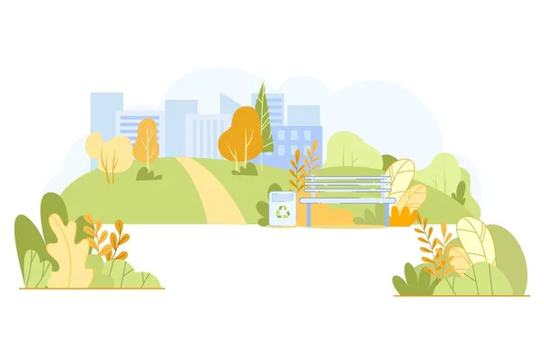 Banner Plano Parque Paisaje Urbano Monótono Área Del Desierto Lado — Vector de stock