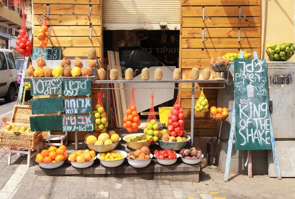 Vers sap kraam op de oude markt Yafo, Tel Aviv, Israël. — Stockfoto