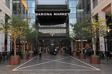 Tel Aviv, İsrail için Sarona gıda pazarı. 