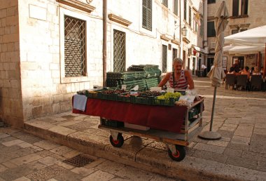 meyve ve sebze durak, Dubrovnik'in, Hırvatistan. 