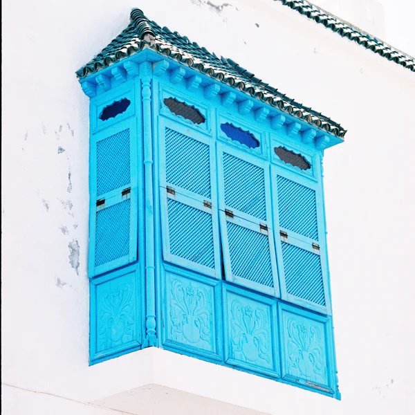 Casa Vieja con balcón azul, Sidi Bou Said, Túnez —  Fotos de Stock