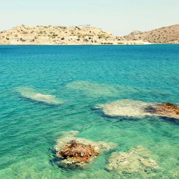 Spinalonga ön, en venetiansk fästning och spetälskekolonin (Kreta, g — Stockfoto