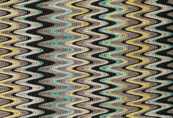 Blaue, gelbe und graue Wellen vertikale Linien Muster Stoff — Stockfoto