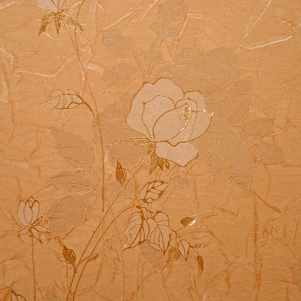 复古花卉图案的壁纸在金色的设计 — Stockfoto