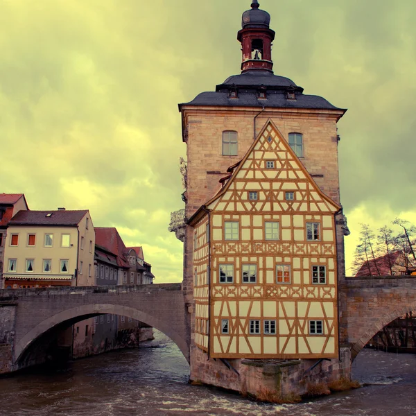 Il vecchio municipio di Bamberga (Germania) in inverno — Foto Stock