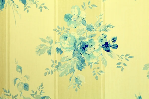 Papier peint vintage avec motif floral fleurs bleues — Photo