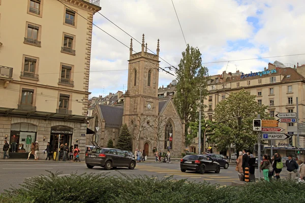 Rue de Mont-Blanc w Genewie, Szwajcaria. — Zdjęcie stockowe