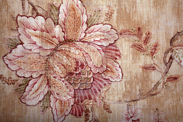 Vintage shabby chic brown wallpaper with floral victorian patter