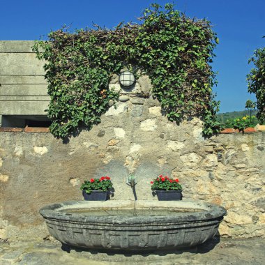 Medieval stone water fountain clipart
