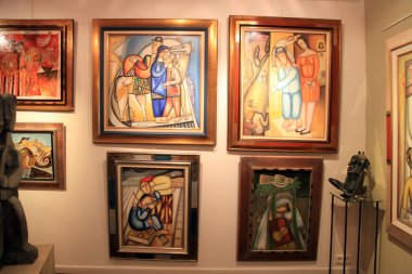 Contemporary paintings at Art Gallery in Saint Paul de Vence clipart