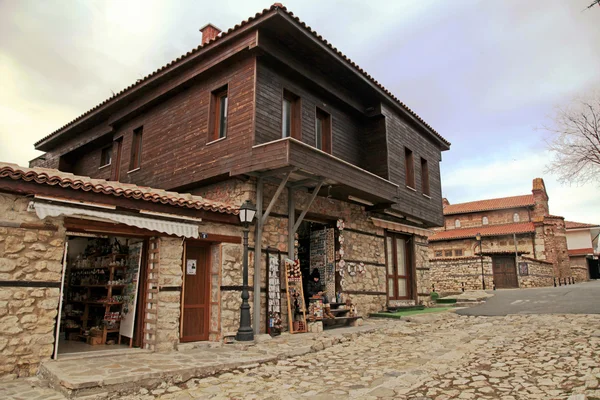 Casas medievais na Cidade Velha de Nesebar, Bulgária — Fotografia de Stock