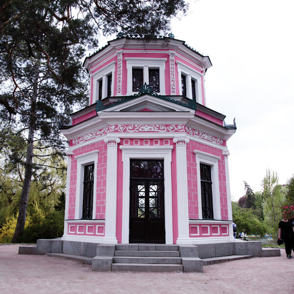 Pink house in Sofiyivsky Park in Uman, Ukraine