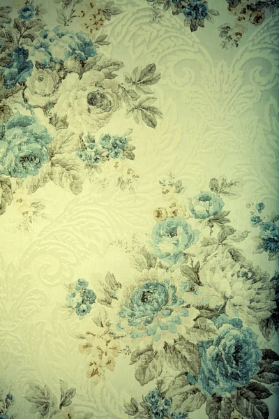 Papier peint vintage avec motif victorien floral bleu — Photo