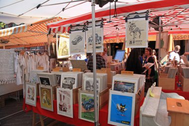 vintage posters on antique market , Nice, France