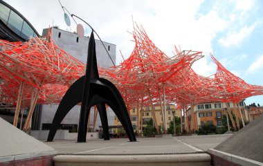 art installation and facade of Museum of Modern and Contemporary