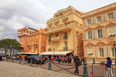 Tourists on Palace square in Monaco-Ville, Monaco.