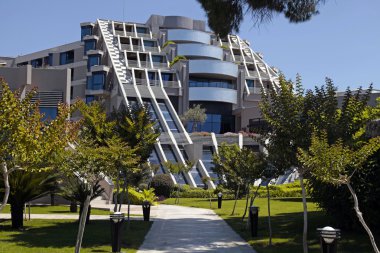 contemporary building of luxury resort hotel and garden in Belek