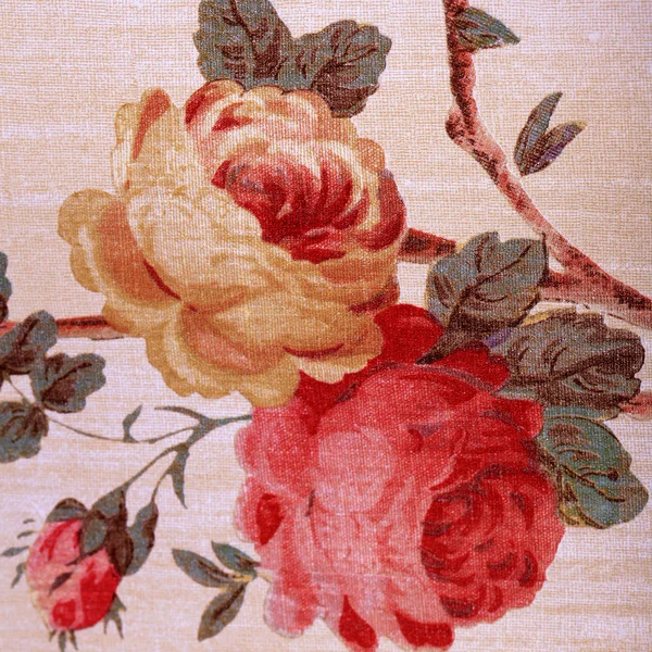 Papel de parede vintage com rosa vermelha padrão vitoriano floral — Fotografia de Stock